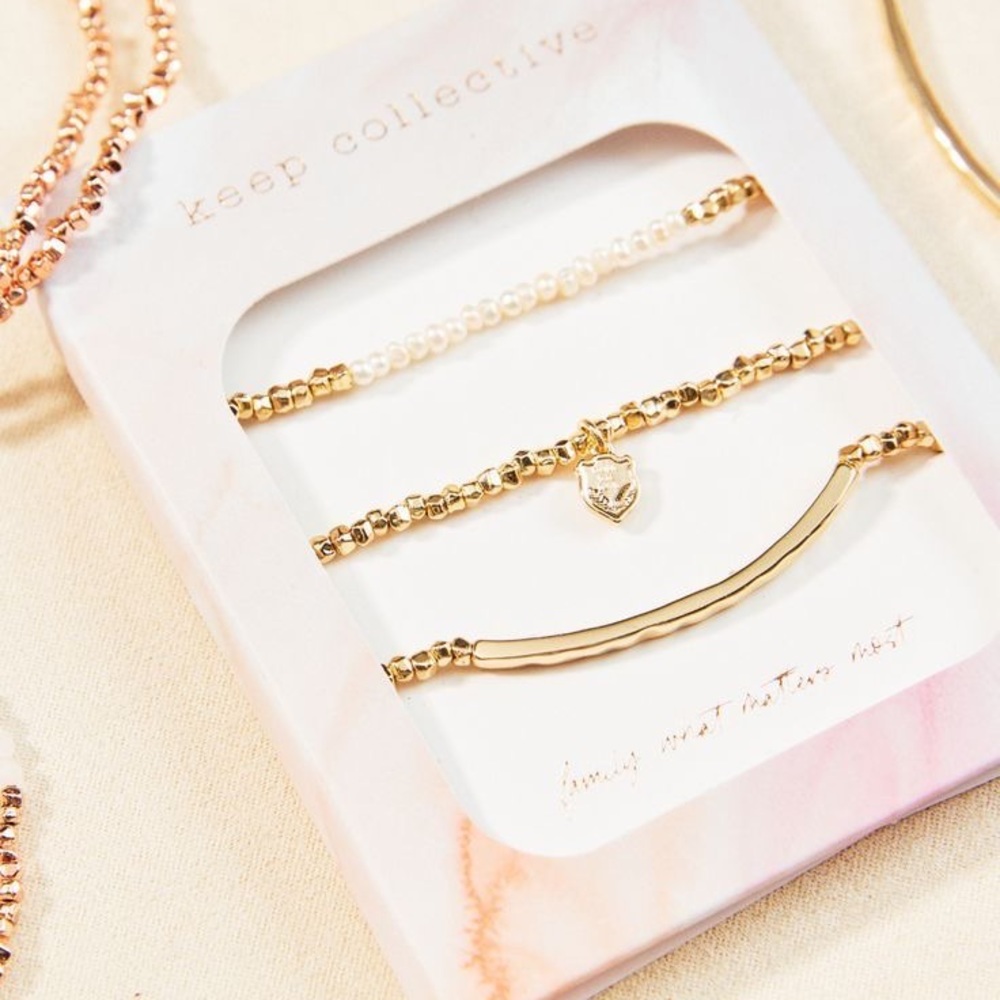 Keep Collective Stretch Trio Bracelets in Gold
